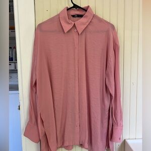 Zara pink oversized lightweight shirt